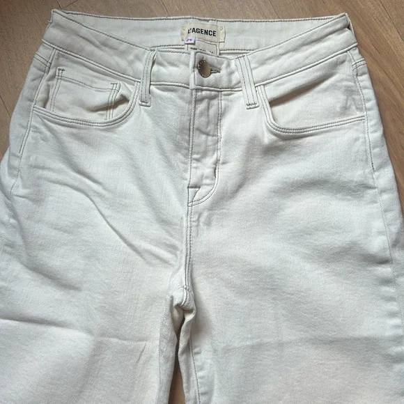 NWOT L’AGENCE Danica Wide Leg High Rise crop Jeans Macadamia - Picture 6 of 12